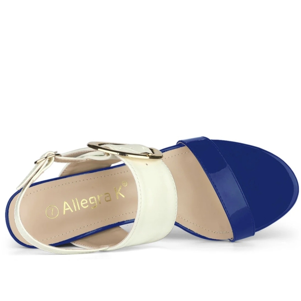 Allegra K Blue and White Heels with Chic Design - Picture 4 of 6